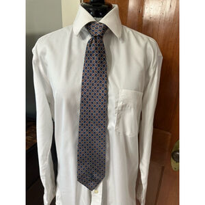 Countess Mara Silk Tie Navy Red Geometric Pattern‎ Men's Necktie